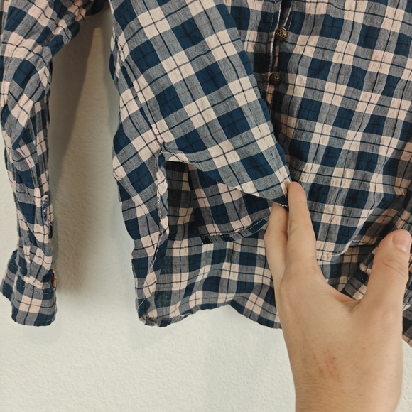 Anthropologie Pilcro Peach The Tavi Plaid Button Down Oversized Blouse Sz Small - Picture 10 of 13